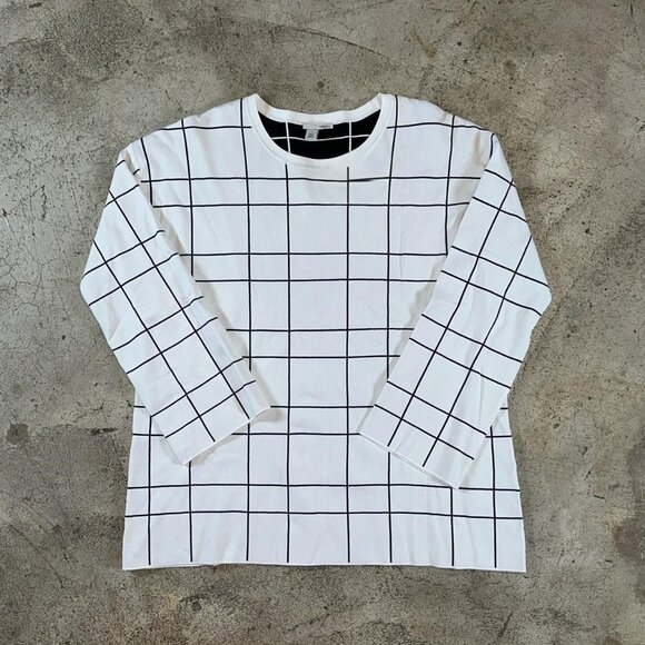 Halogen Sweaters - Halogen Nordstrom White and Black Windowpane Sweater Top XS
